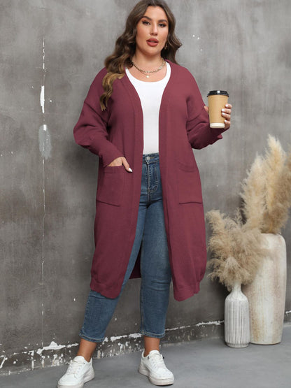 Elarova | Plus Size Langarm Taschen Cardigan