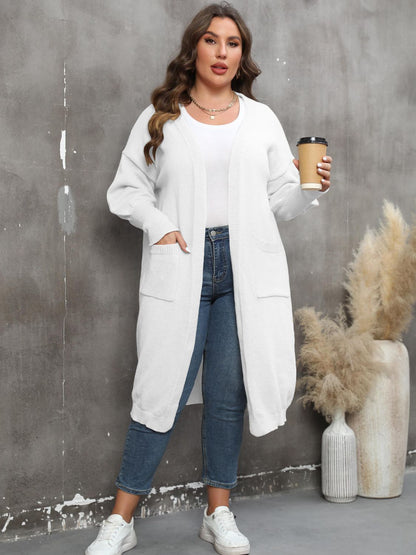 Elarova | Plus Size Langarm Taschen Cardigan