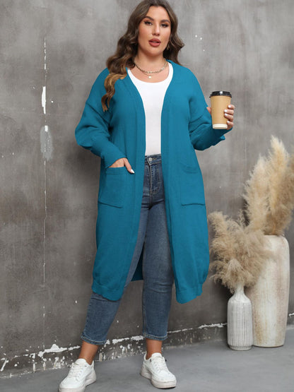 Elarova | Plus Size Langarm Taschen Cardigan