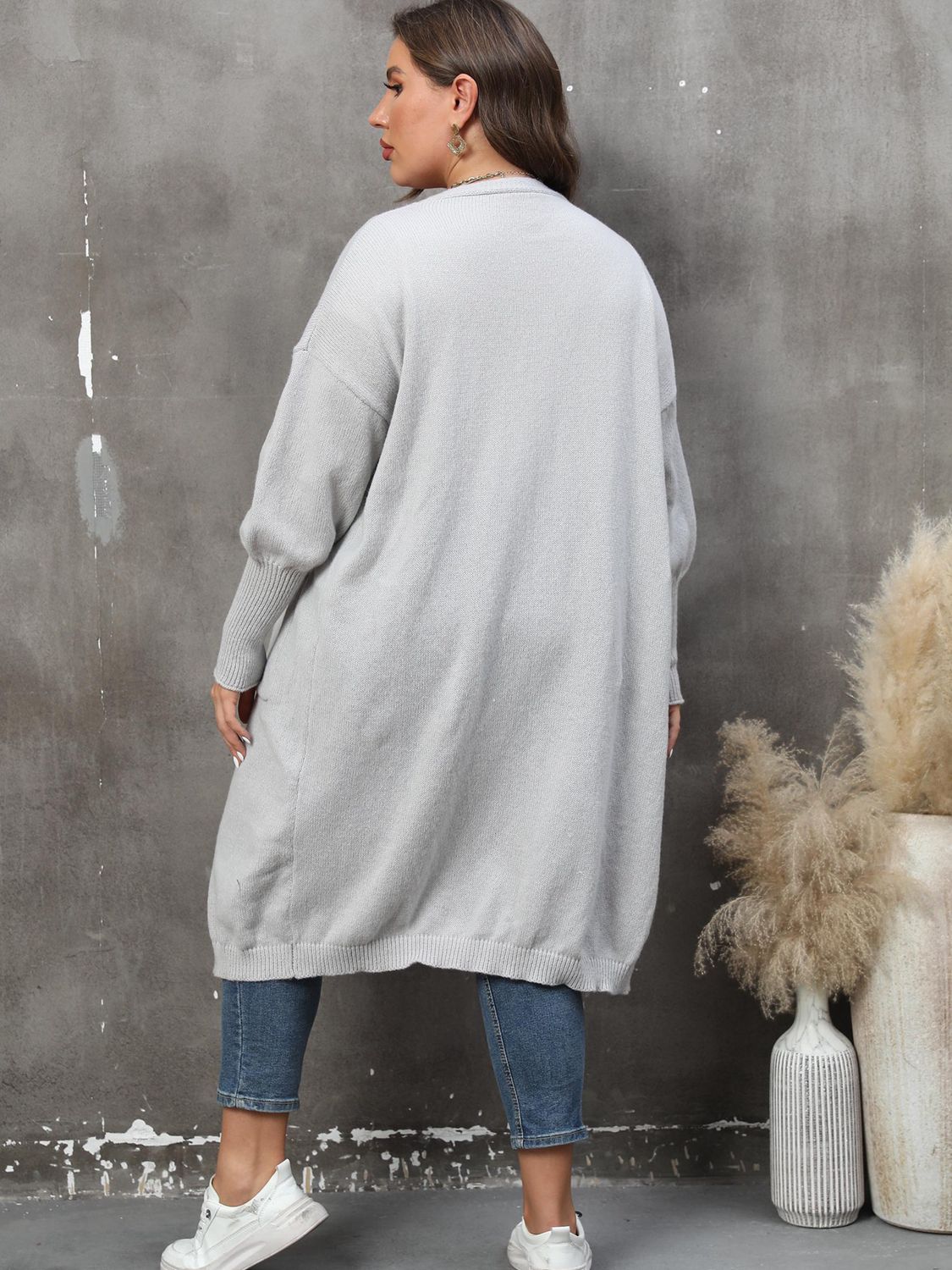 Elarova | Plus Size Langarm Taschen Cardigan