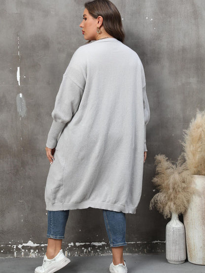 Elarova | Plus Size Langarm Taschen Cardigan