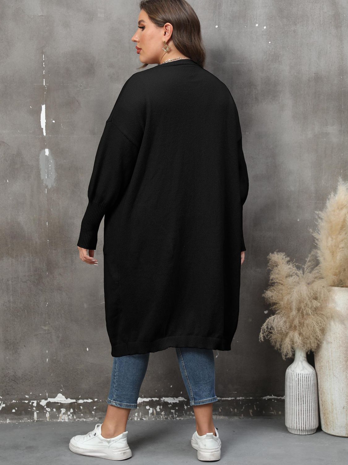 Elarova | Plus Size Langarm Taschen Cardigan