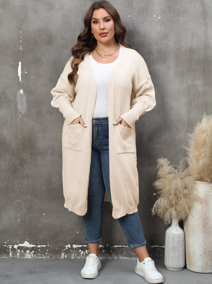 Elarova | Plus Size Langarm Taschen Cardigan