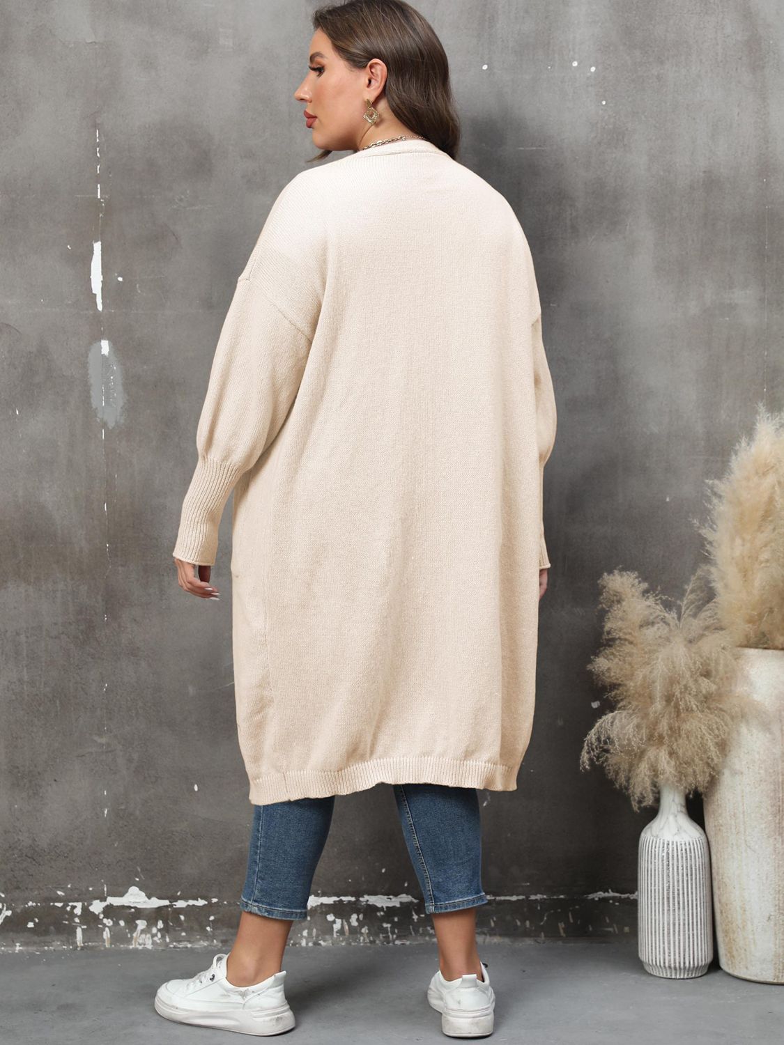 Elarova | Plus Size Langarm Taschen Cardigan