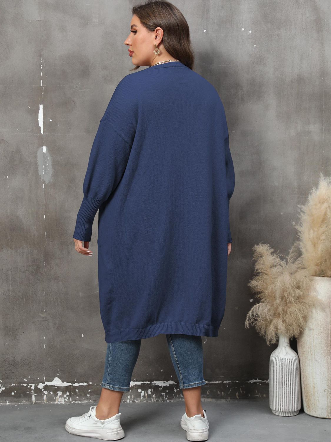 Damen Langarm Cardigan Plus Size mit Taschen - Norvielle