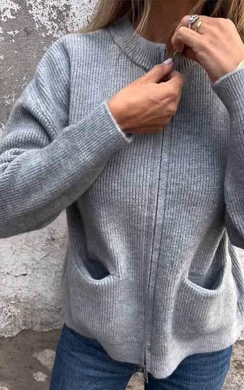 Elarova | Plush Zip Strickjacke