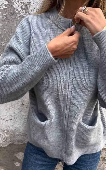 Elarova | Plush Zip Strickjacke