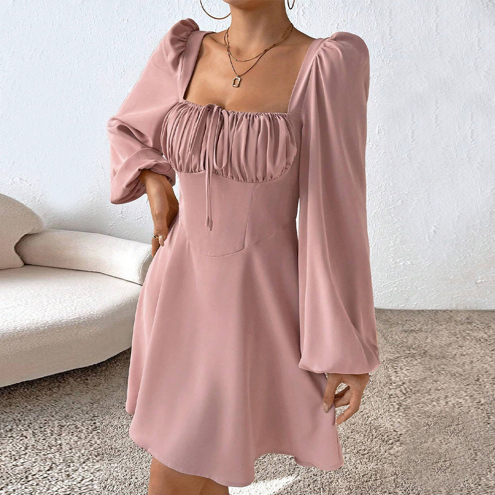 Elarova Puffärmel Kleid mit quadratischem Ausschnitt und Puffärmeln