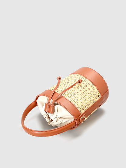 Elarova | Rattan Akzent Kordelzug Eimer Tasche