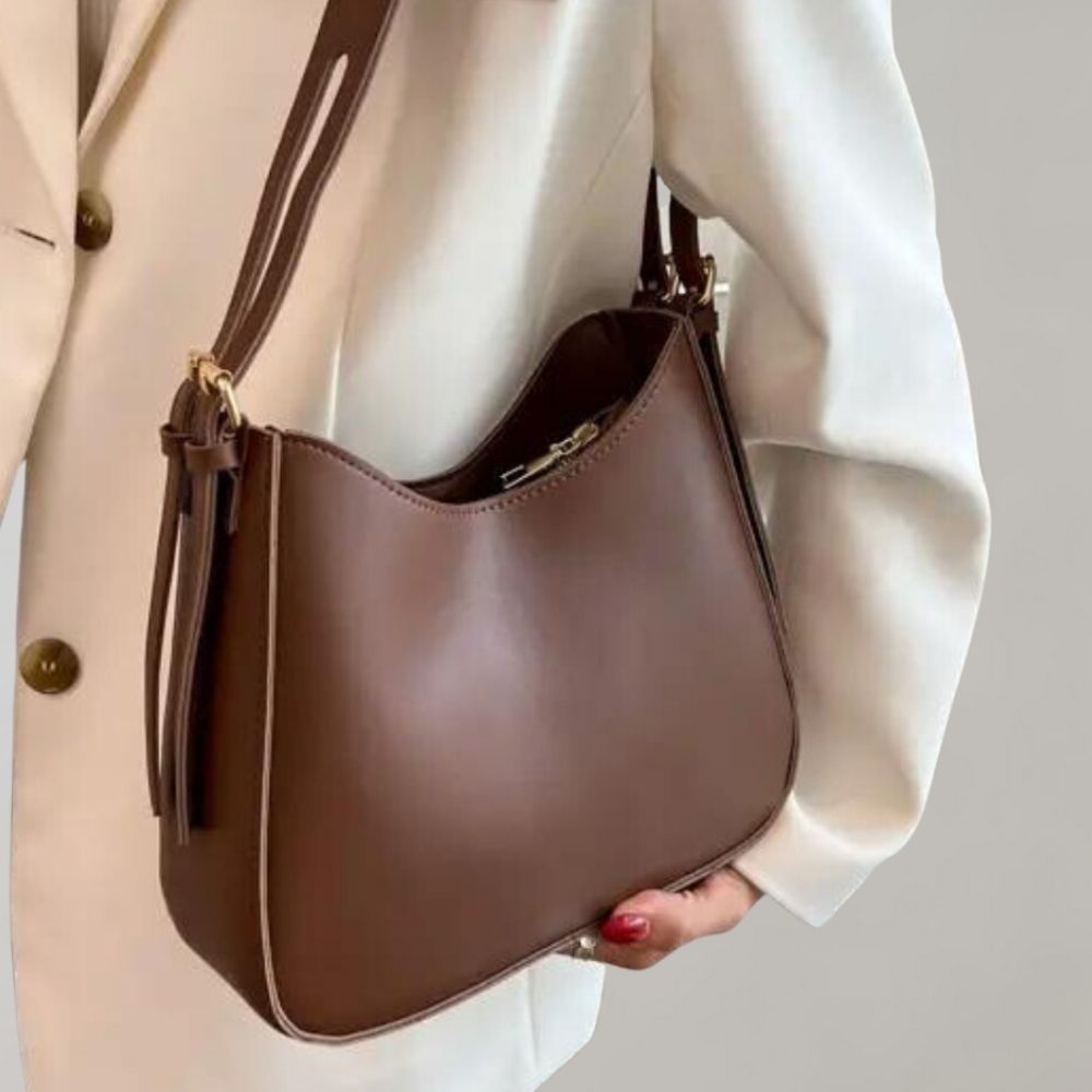 Norvielle Damen Klein Schultertasche Kunstleder Schwarz - Norvielle