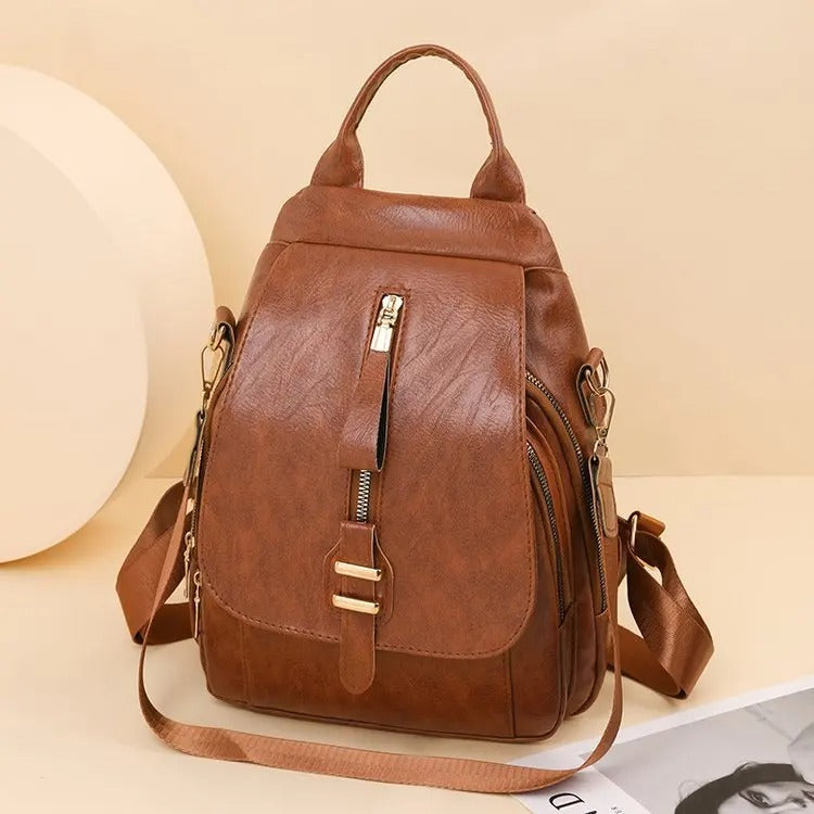 Retro Lederrucksack Braun Leder - Norvielle