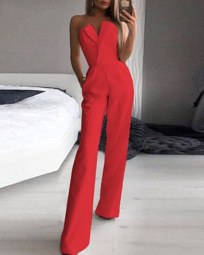 Elarova | Roter ärmelloser Jumpsuit