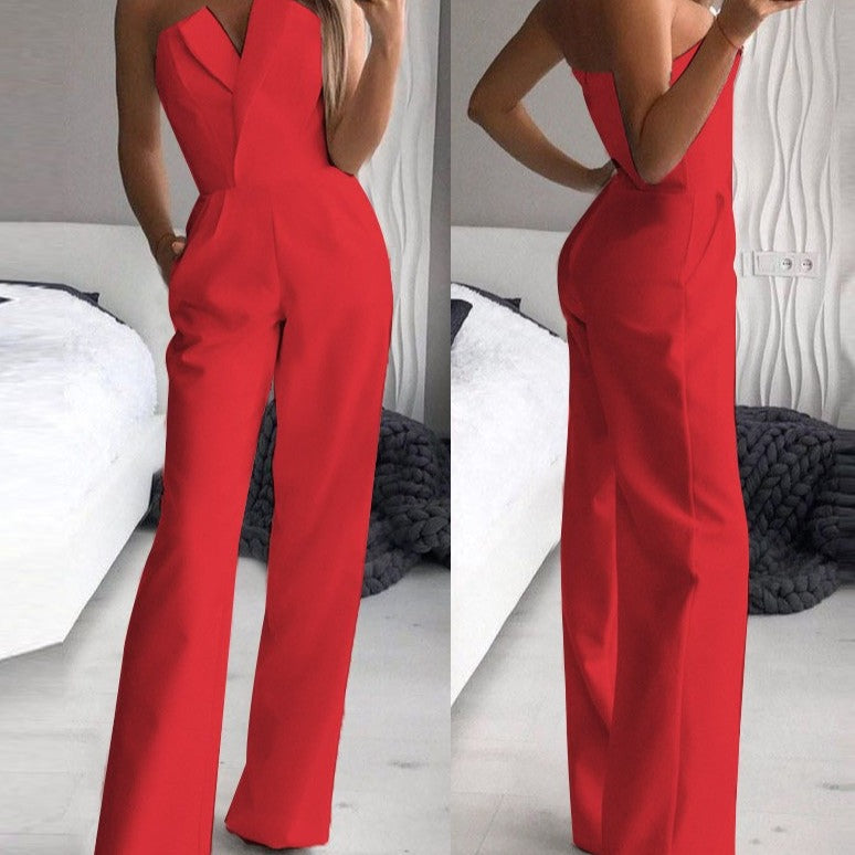 Elarova | Roter ärmelloser Jumpsuit