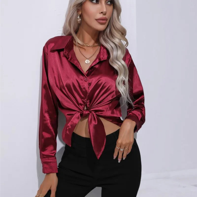 Norvielle Damen Satinbluse - Norvielle