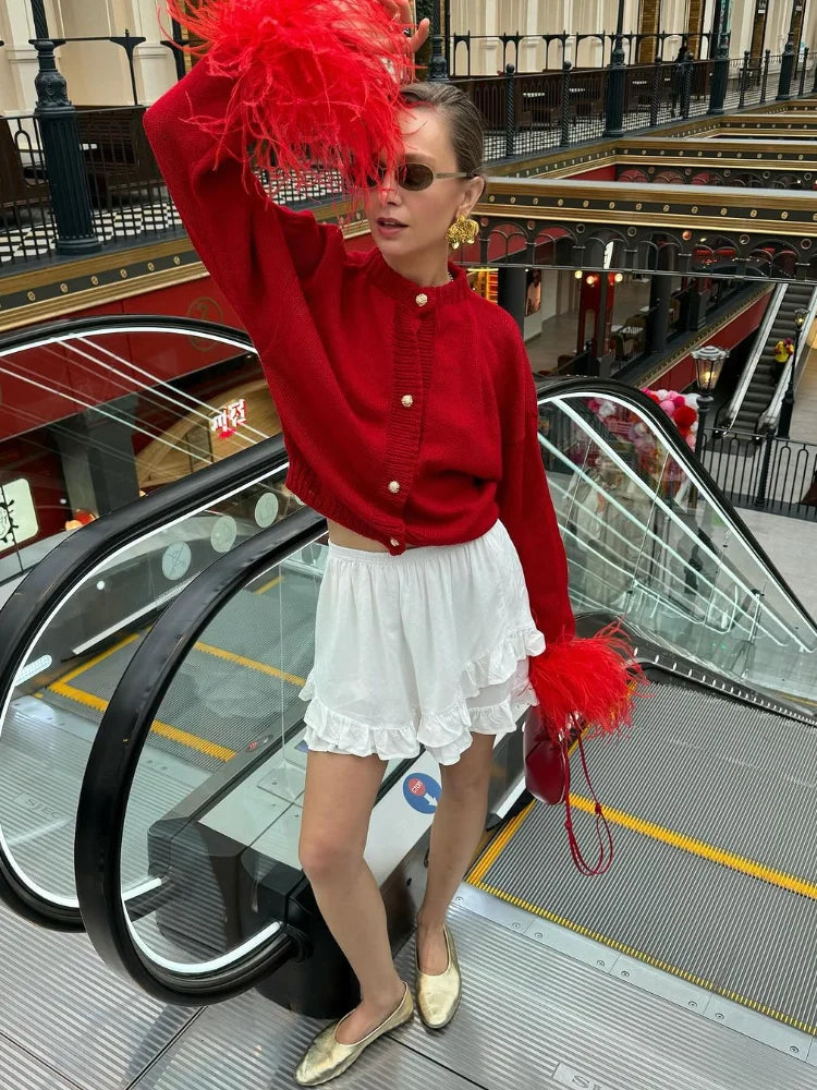 Elarova | Schicke Feder Strickjacke