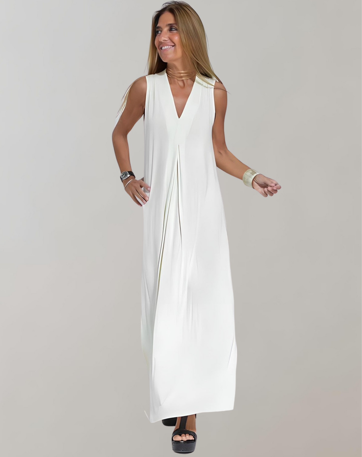 Elarova | Schlankmachendes Kleid mit V-Ausschnitt