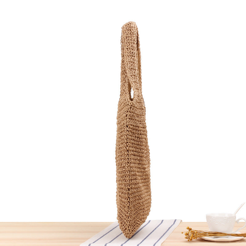 Elarova | Schultertasche Aus Geflochtenem Stroh