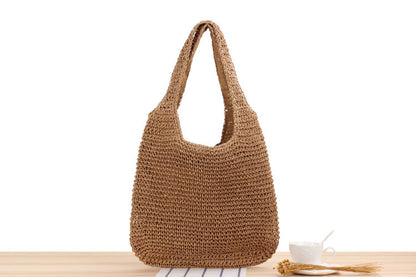 Elarova | Schultertasche Aus Geflochtenem Stroh