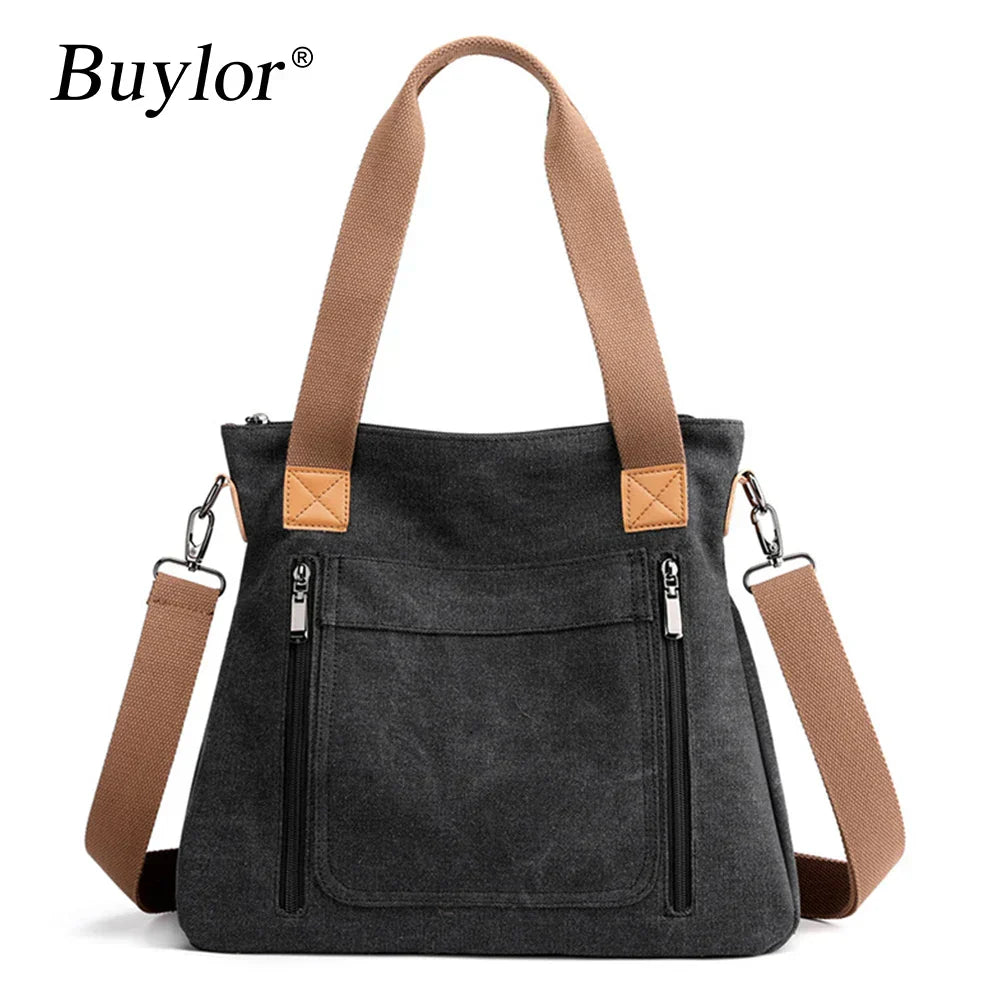 Norvielle Damen Schultertasche Canvas - Norvielle
