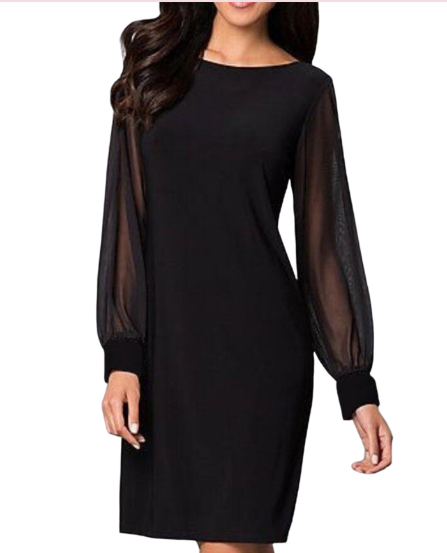 Damen Mesh-Kleid Sexy Durchsichtig Schwarz - Norvielle