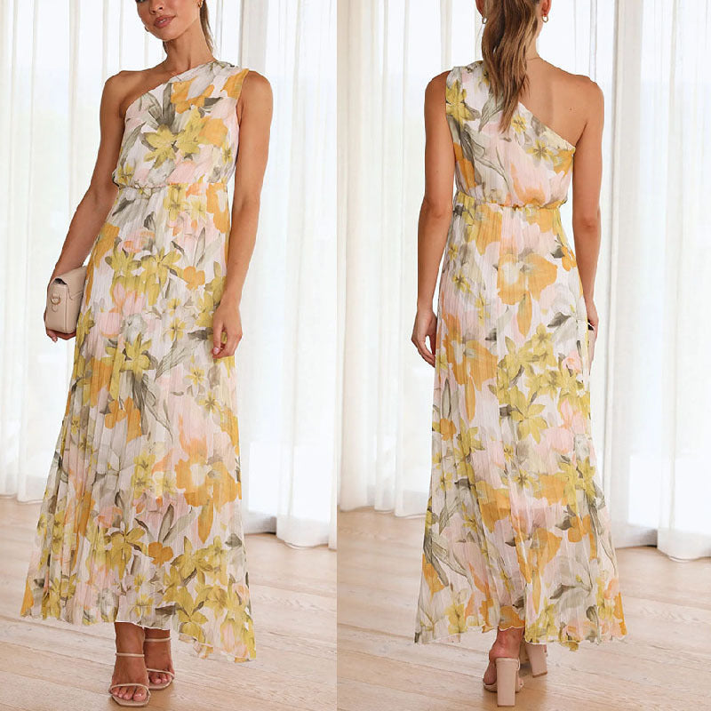 Norvielle Damen Sommerkleid Schräg Schultern - Norvielle