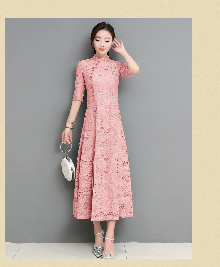Elarova Spitzen-Qipao: Sommerkleid für Mädchen