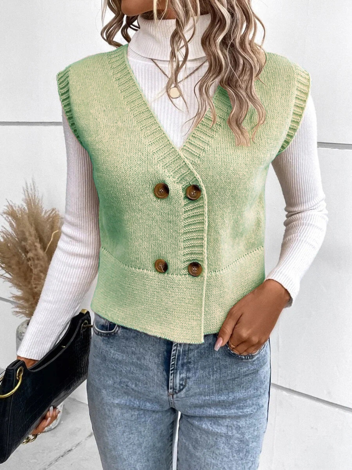 Elarova | Stilvolle Herbst Klassische Knopfverschluss VHals Pullover Weste Für Frauen