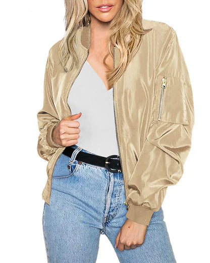 Elarova | Stilvolle Klassische Bomberjacke Mit Taschen