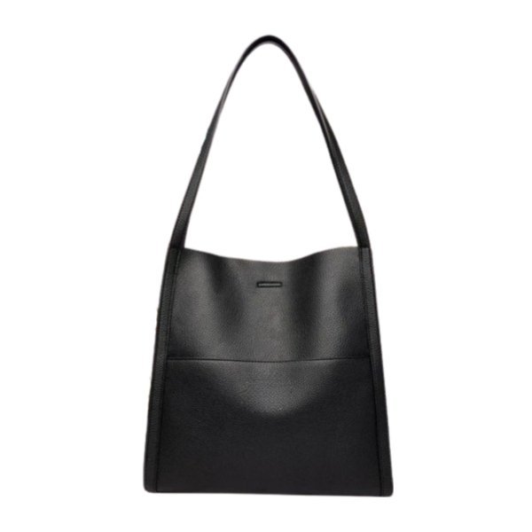 Norvielle Damen Ledertasche Stilvoll Leder Schwarz - Norvielle