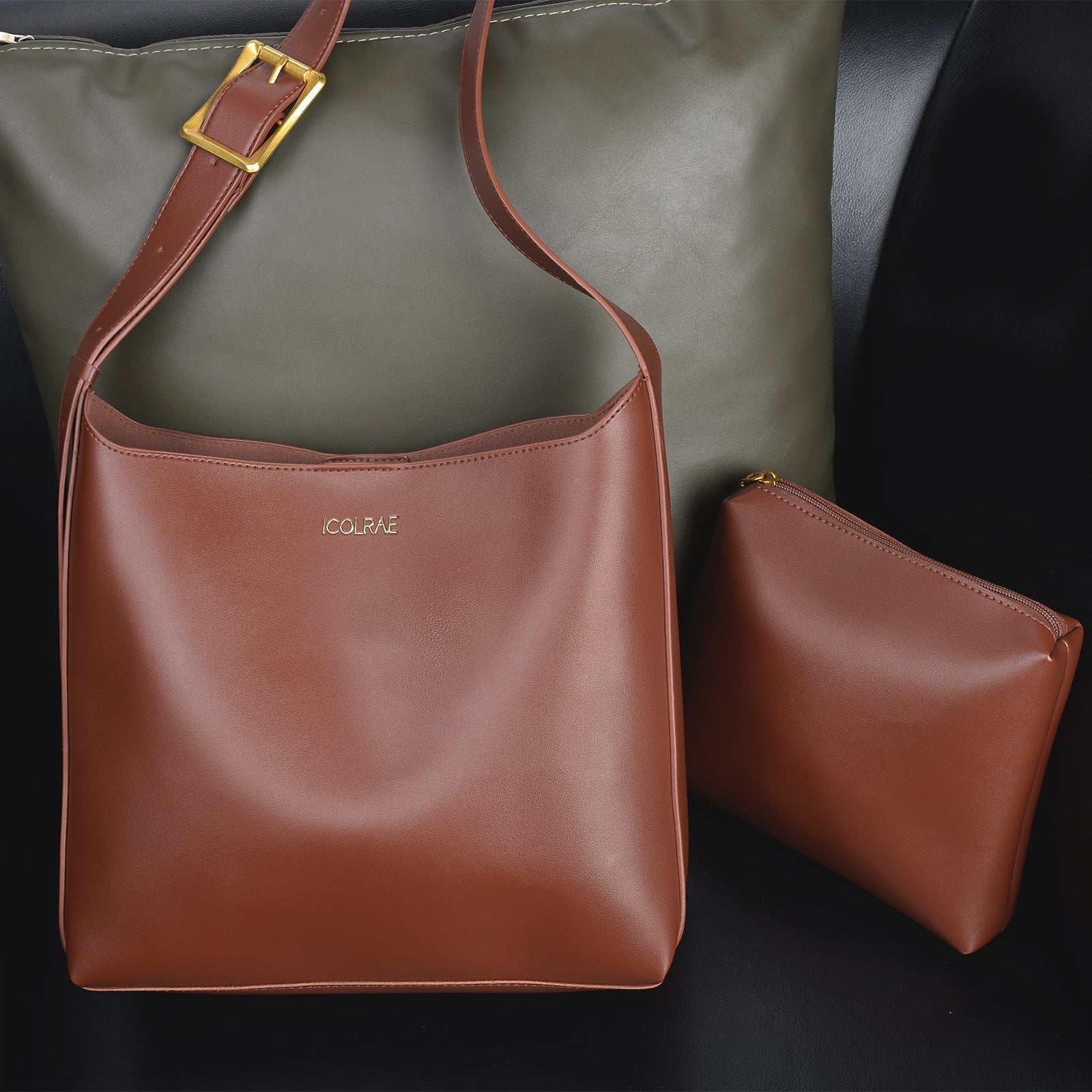 Elarova | Stilvolle Robuste Braune Geprägte Brusttasche