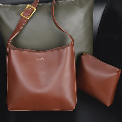 Elarova | Stilvolle Robuste Braune Geprägte Brusttasche