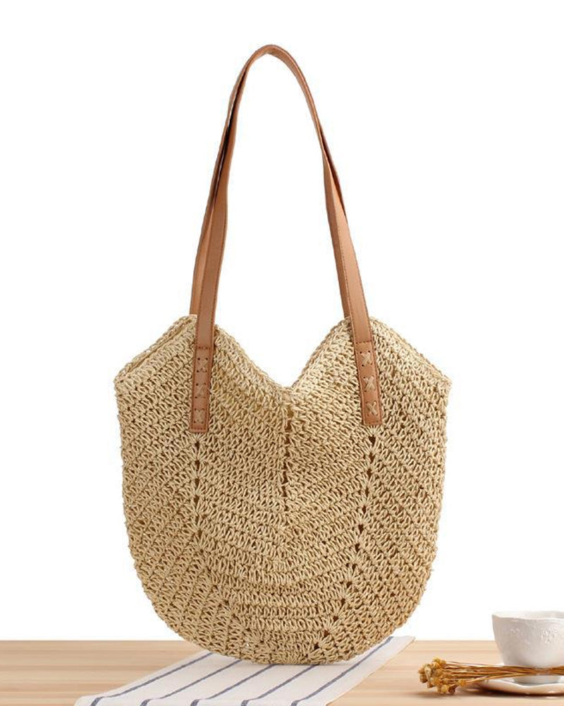 Strand Frauen Schilf Korb Handtasche Natur - Norvielle