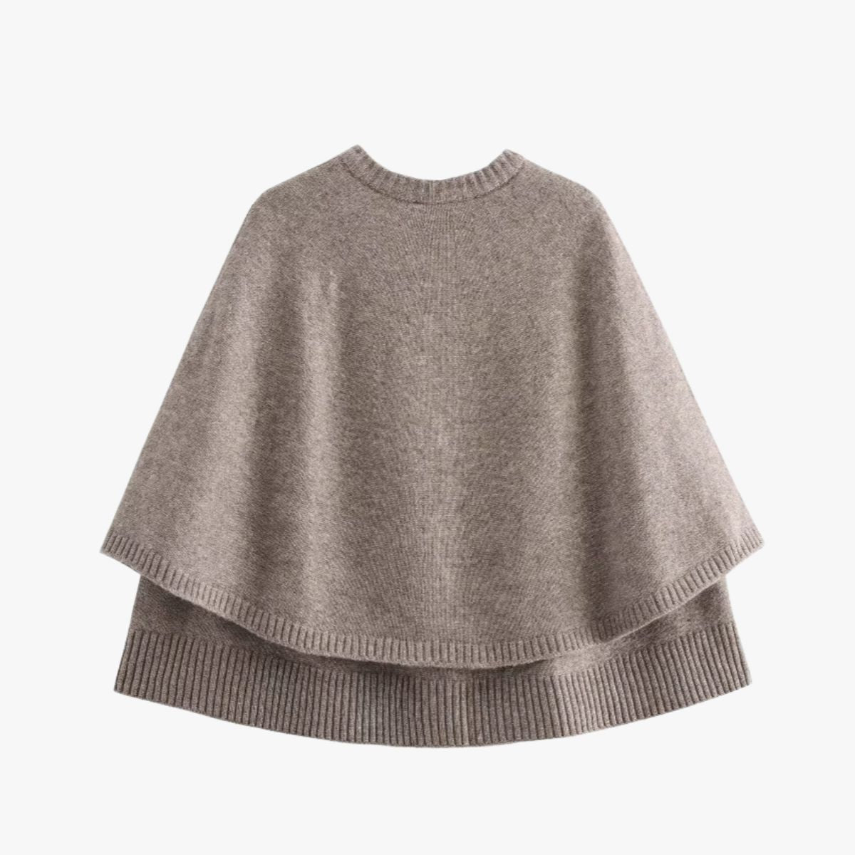 Elarova | Strick Cape Mit Knöpfen Und Gestuftem Saum