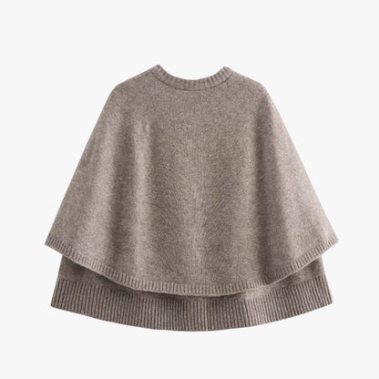 Elarova | Strick Cape Mit Knöpfen Und Gestuftem Saum