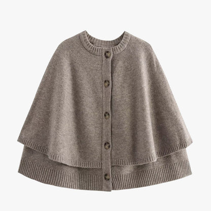 Elarova | Strick Cape Mit Knöpfen Und Gestuftem Saum