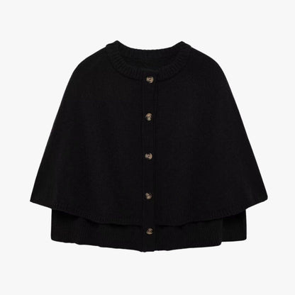 Elarova | Strick Cape Mit Knöpfen Und Gestuftem Saum