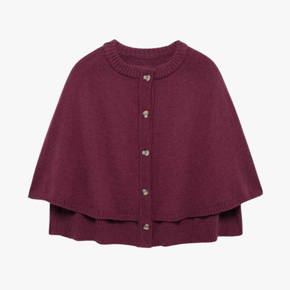 Elarova | Strick Cape Mit Knöpfen Und Gestuftem Saum