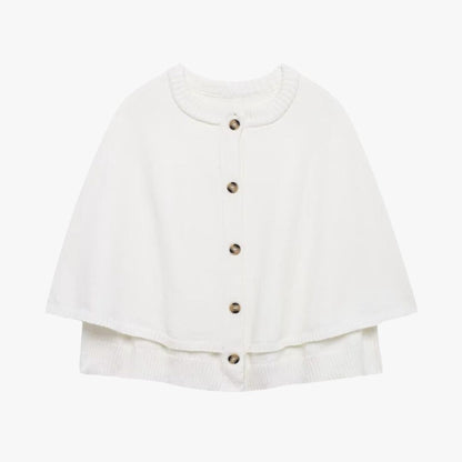 Elarova | Strick Cape Mit Knöpfen Und Gestuftem Saum