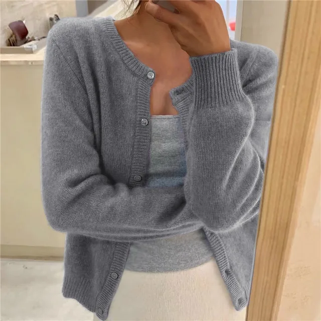 Norvielle Damen Strickjacke Einfarbig Komfort - Norvielle