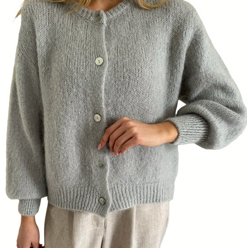 Elarova | Strick Frauen Strickjacke Mit Knöpfen