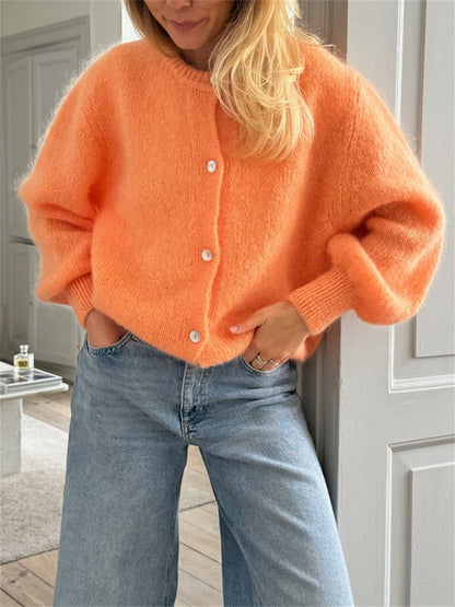 Elarova | Strick Frauen Strickjacke Mit Knöpfen