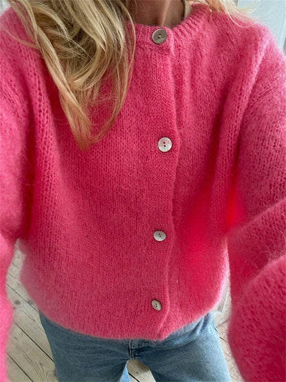 Elarova | Strick Frauen Strickjacke Mit Knöpfen