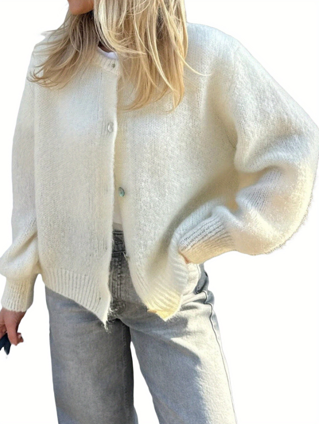 Elarova | Strick Frauen Strickjacke Mit Knöpfen