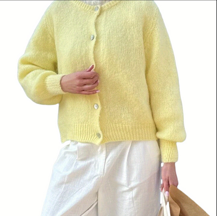 Elarova | Strick Frauen Strickjacke Mit Knöpfen