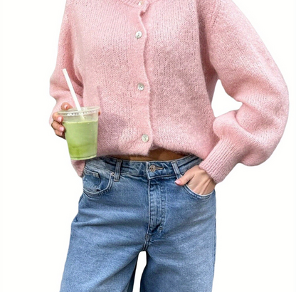 Elarova | Strick Frauen Strickjacke Mit Knöpfen