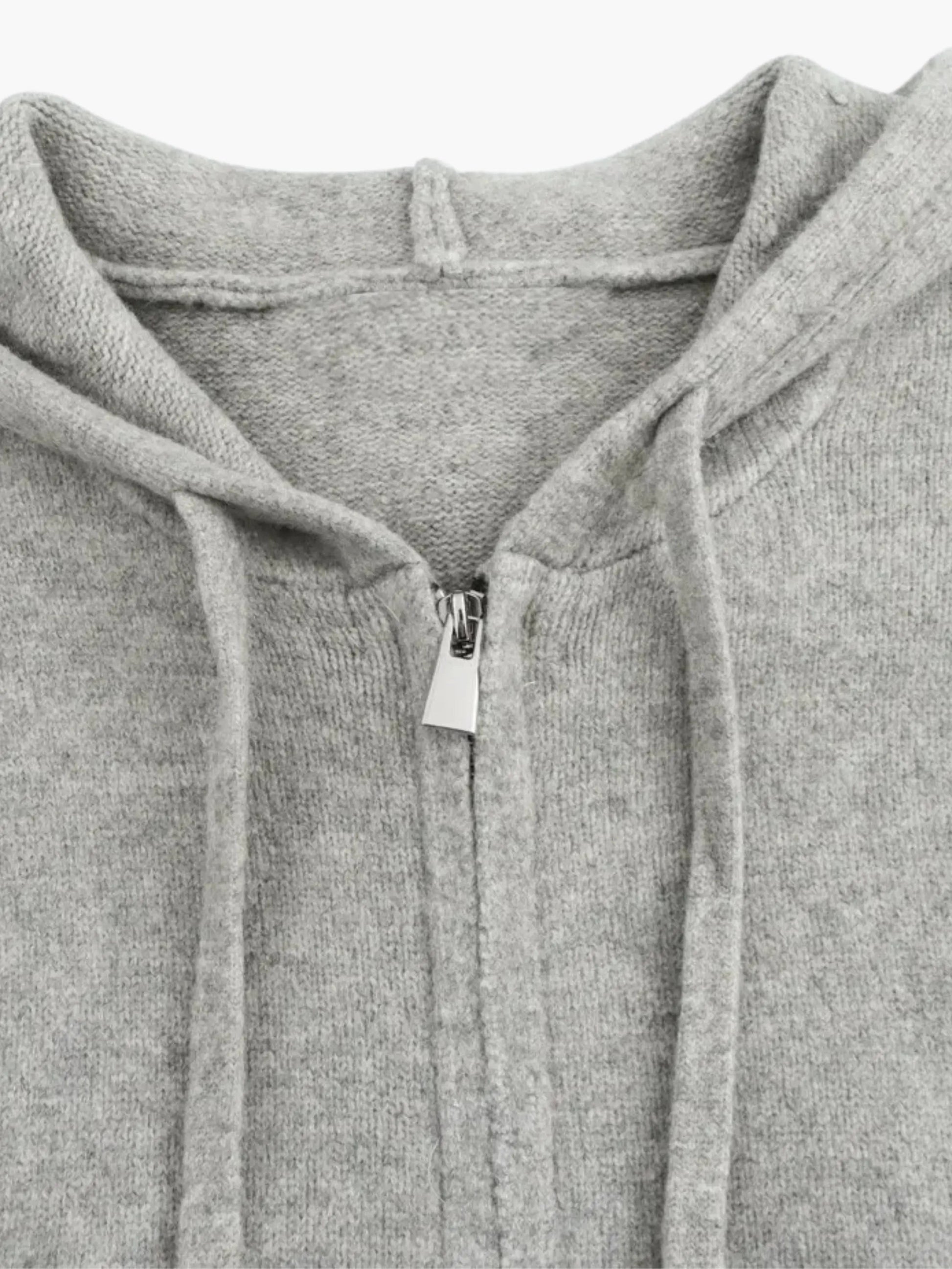 Elarova | Strickjacke Mit Kapuze Und Reißverschluss