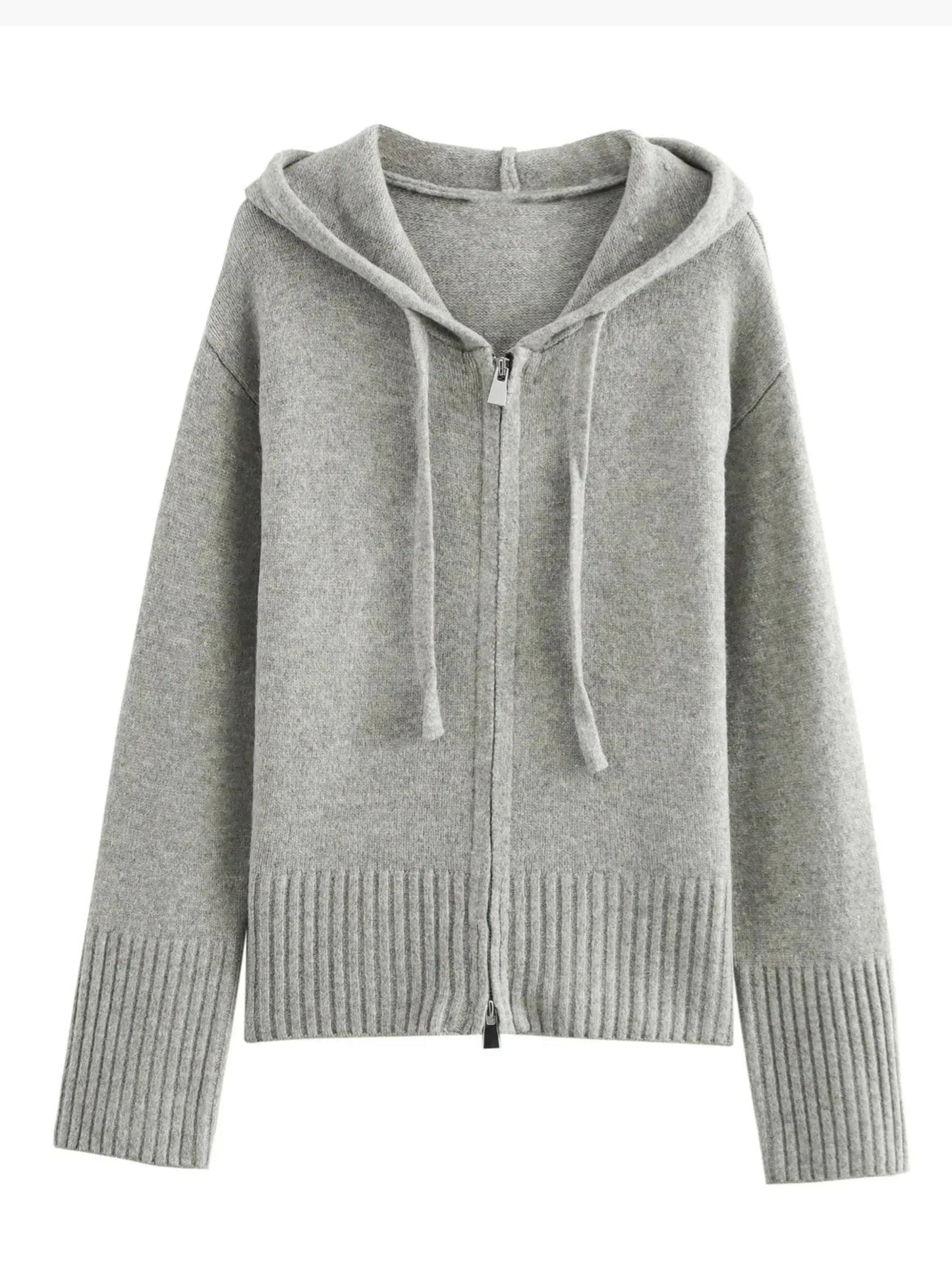 Elarova | Strickjacke Mit Kapuze Und Reißverschluss