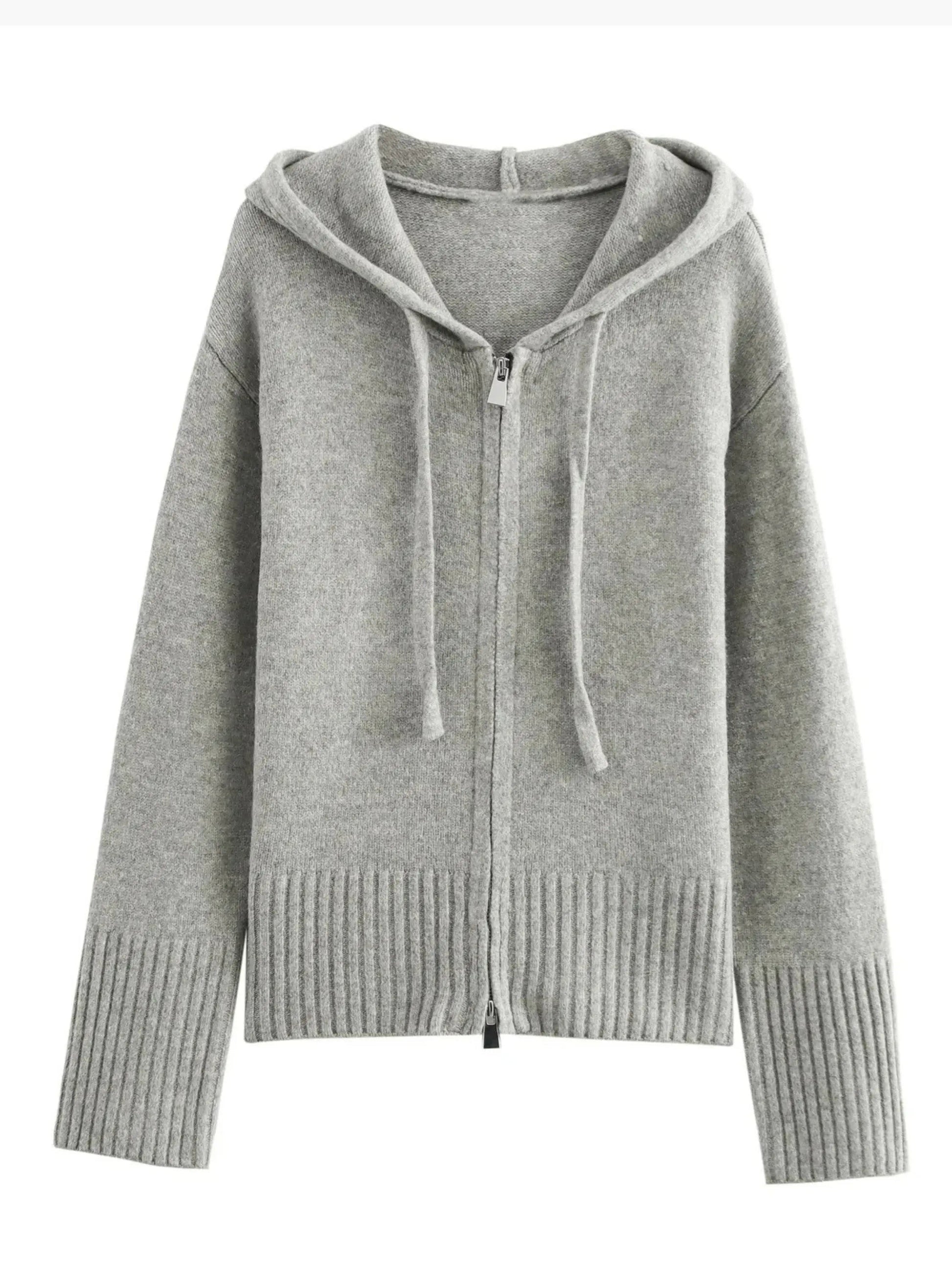 Elarova | Strickjacke Mit Kapuze Und Reißverschluss
