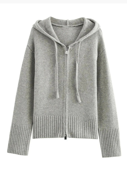 Elarova | Strickjacke Mit Kapuze Und Reißverschluss