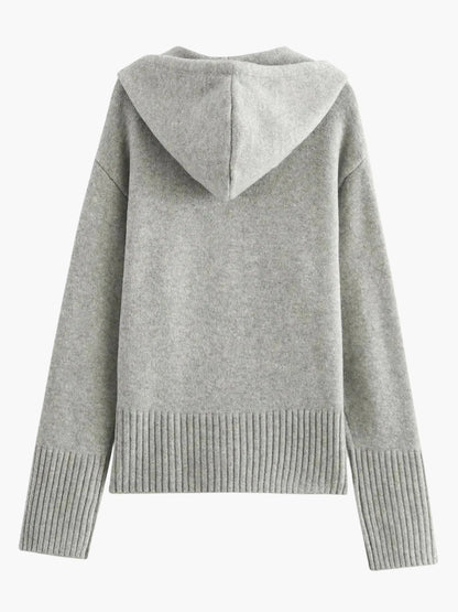 Norvielle Damen Strickjacke Mit Kapuze Reißverschluss - Norvielle